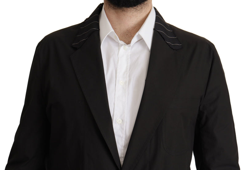Veste blazer droite en coton noir Dolce & Gabbana