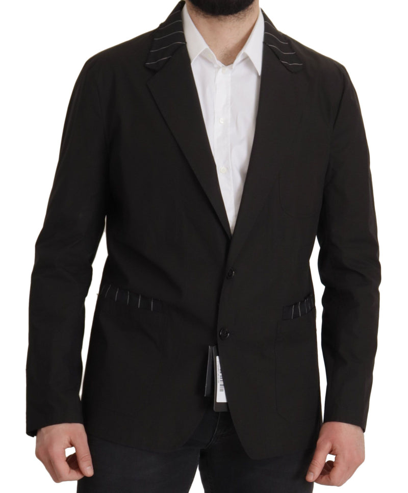 Veste blazer droite en coton noir Dolce & Gabbana