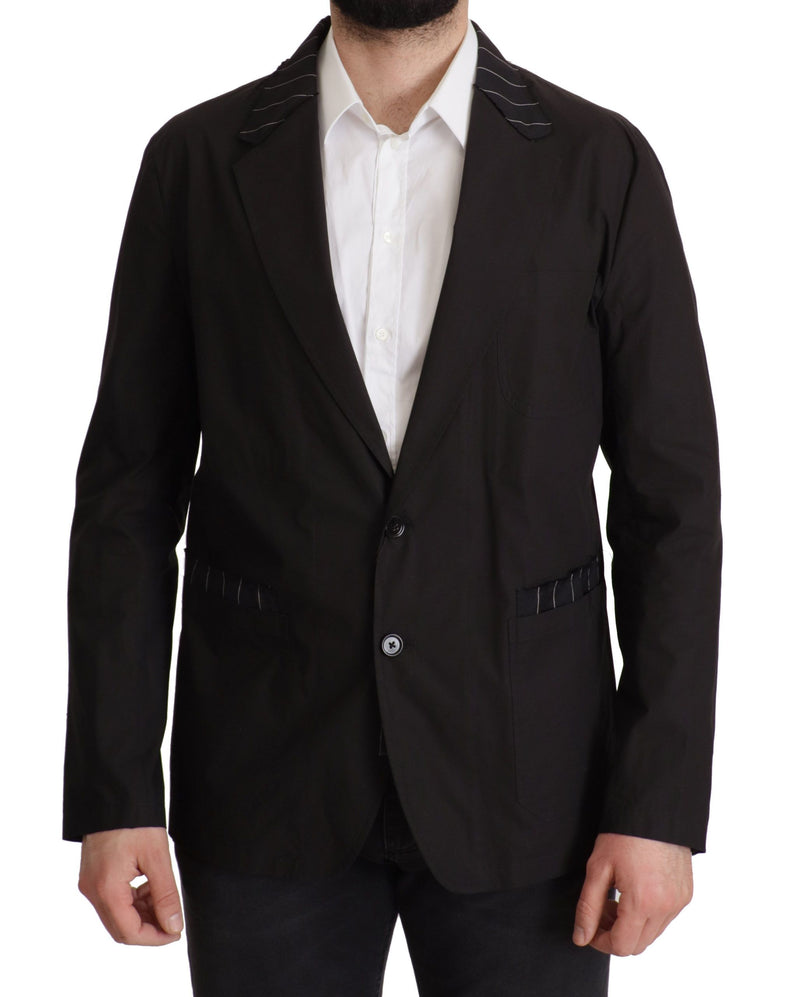 Veste blazer droite en coton noir Dolce & Gabbana