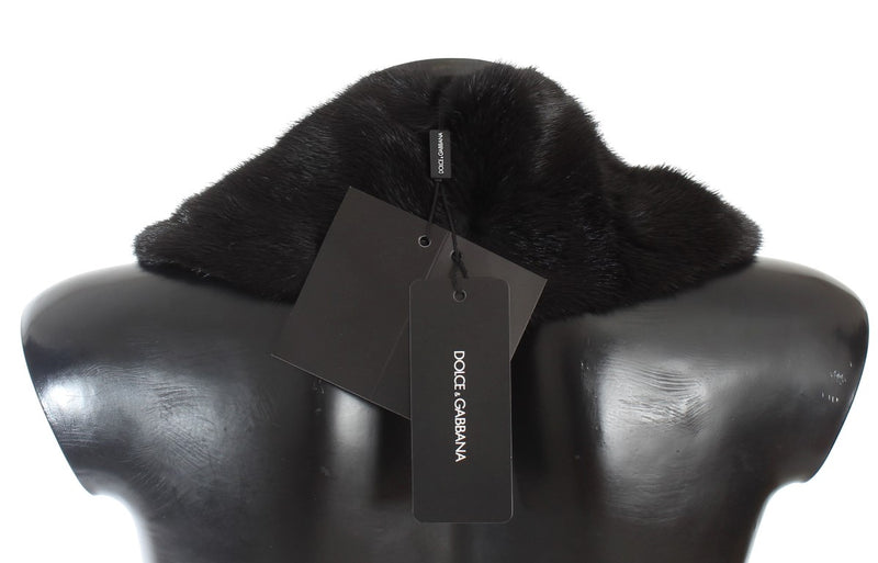 Bufanda con cuello de piel de visón negra de Dolce & Gabbana