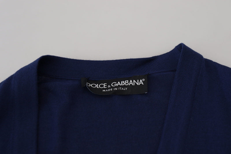 Cardigã Dolce & Gabbana azul de lã com decote em V e botões