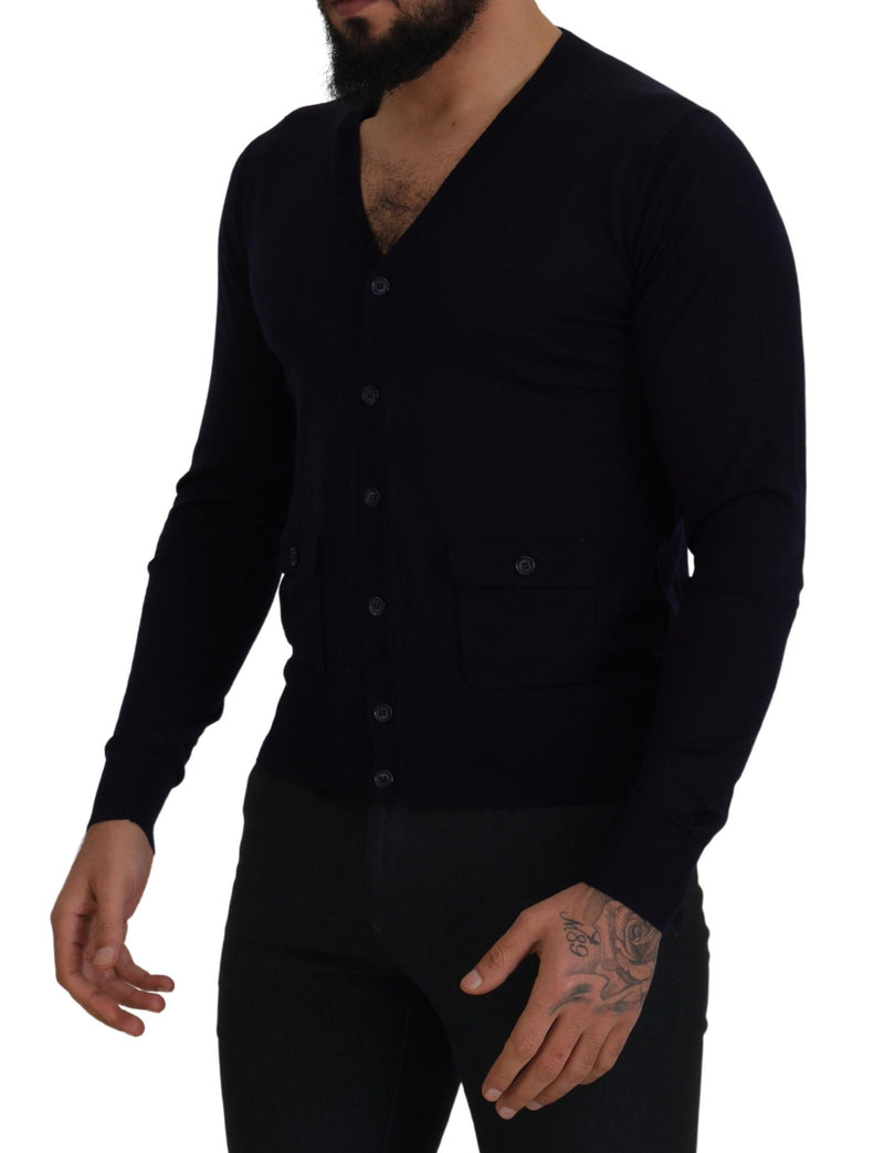 Cardigan blu in lana STAFF Dolce & Gabbana