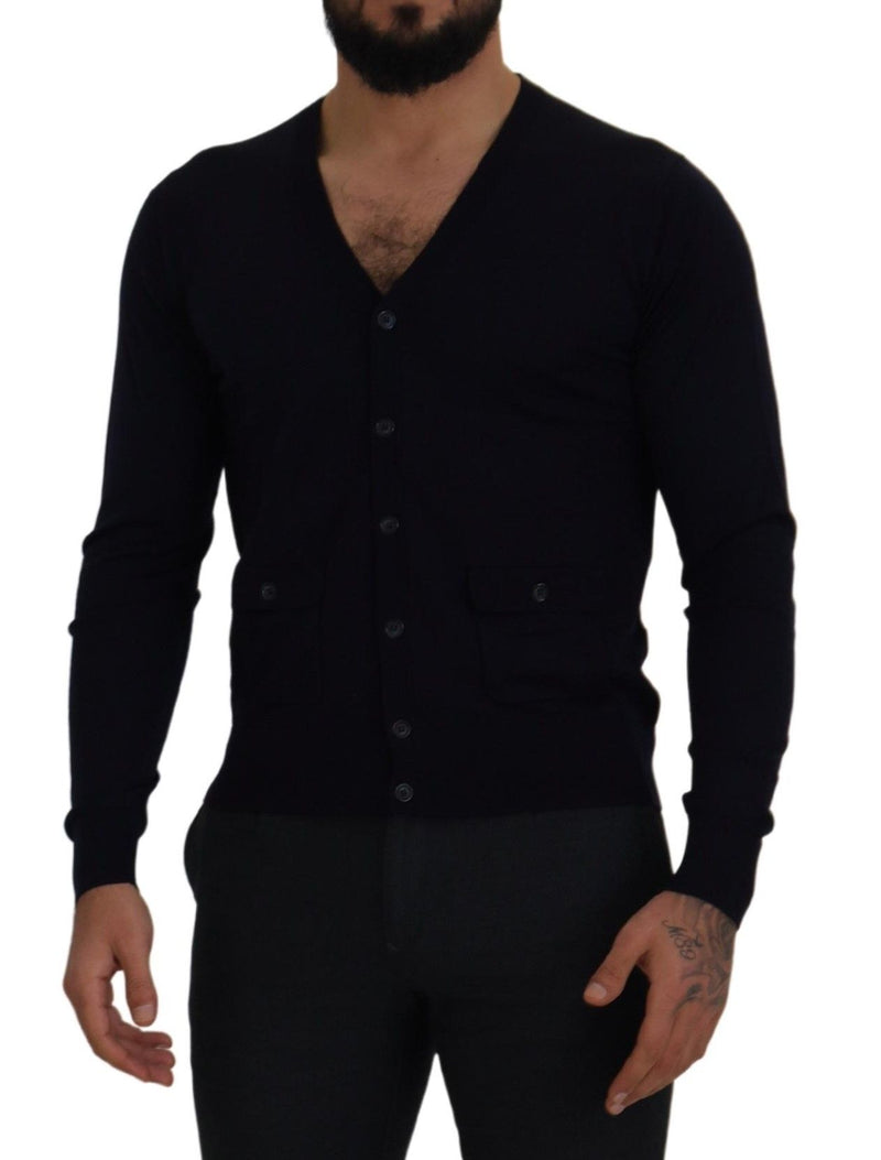 Cardigan blu in lana STAFF Dolce & Gabbana