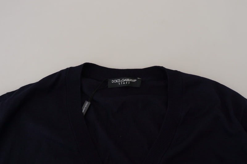 Cardigan blu in lana STAFF Dolce & Gabbana