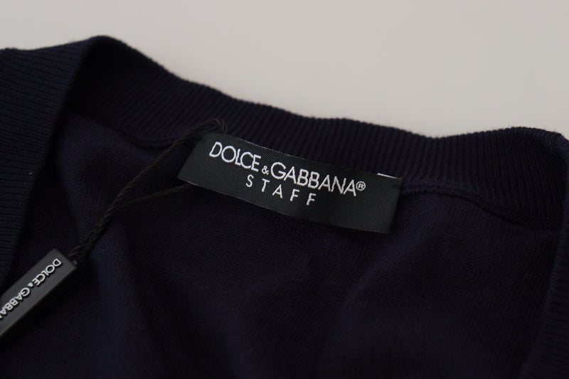 Cardigan blu in lana STAFF Dolce & Gabbana