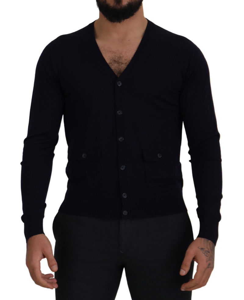 Cardigan blu in lana STAFF Dolce & Gabbana
