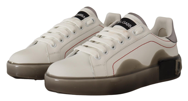 Zapatillas Portofino blancas de cuero con logotipo para mujer de Dolce & Gabbana