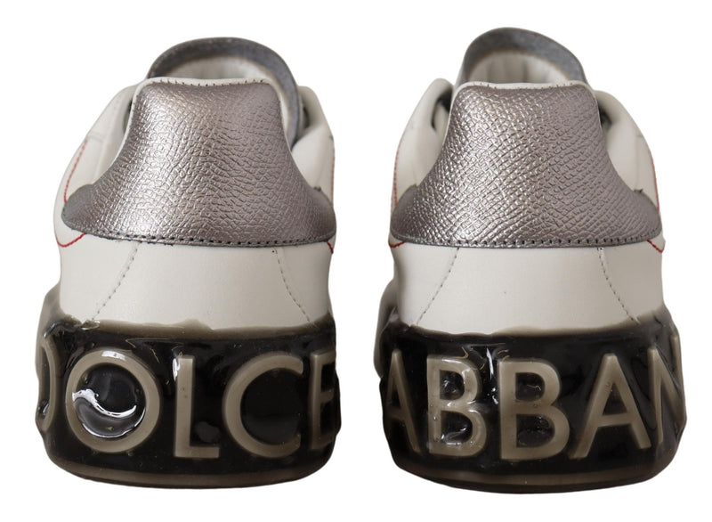 Zapatillas Portofino blancas de cuero con logotipo para mujer de Dolce & Gabbana