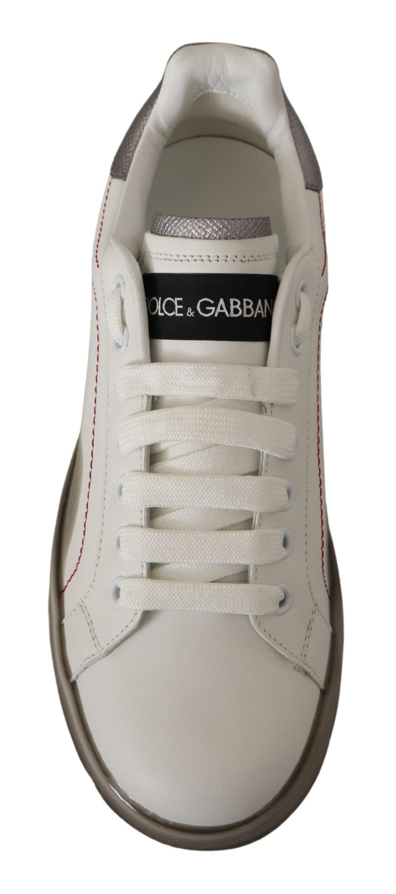 Zapatillas Portofino blancas de cuero con logotipo para mujer de Dolce & Gabbana