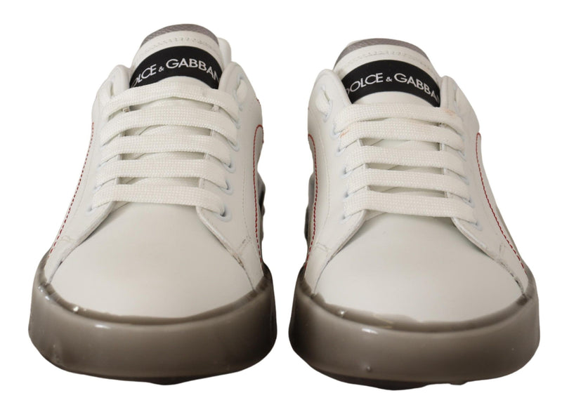 Zapatillas Portofino blancas de cuero con logotipo para mujer de Dolce & Gabbana