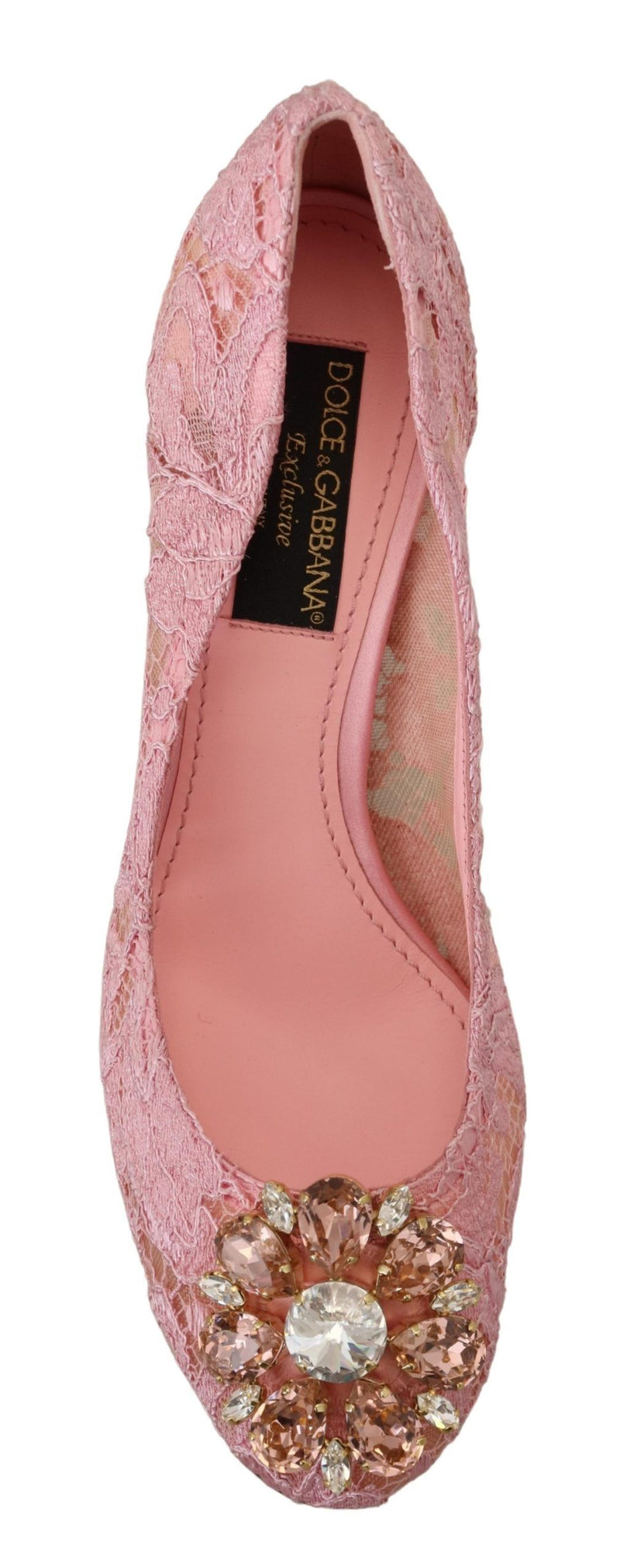 Escarpins Taormina roses en dentelle et cristaux, chaussures pastel Dolce & Gabbana