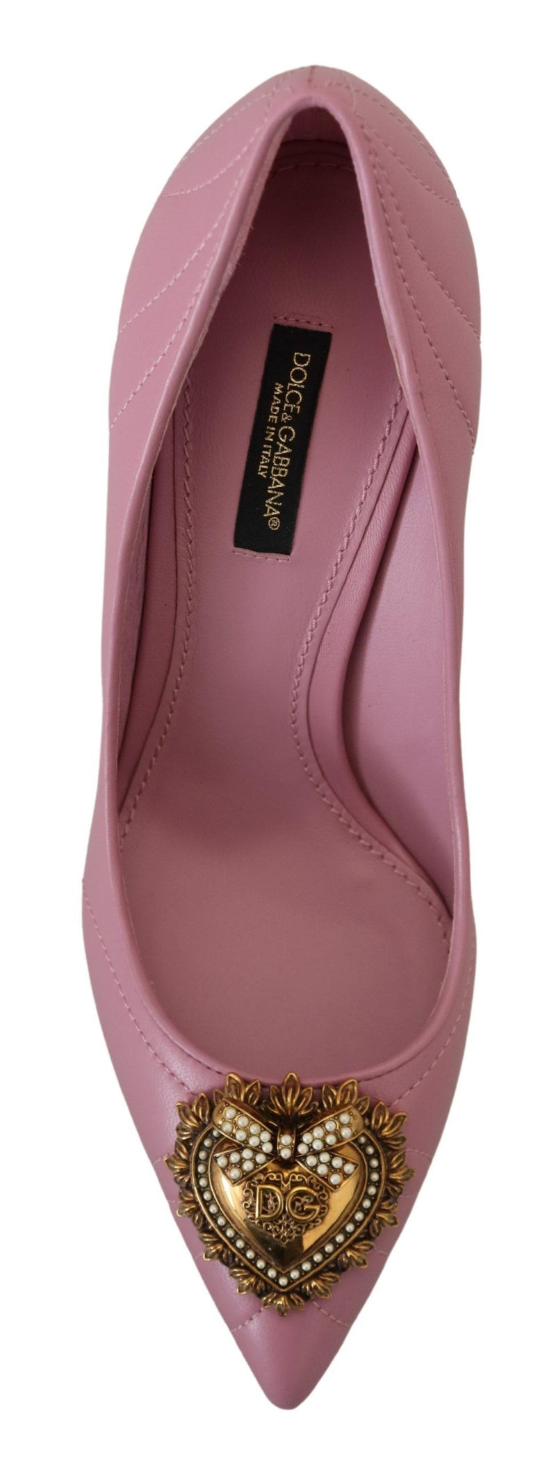 Escarpins roses à talons en cuir avec cœur DEVOTION Dolce & Gabbana