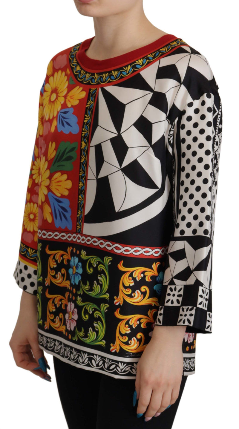 Capo ampio multicolore con stampa barocca e maniche lunghe Dolce & Gabbana