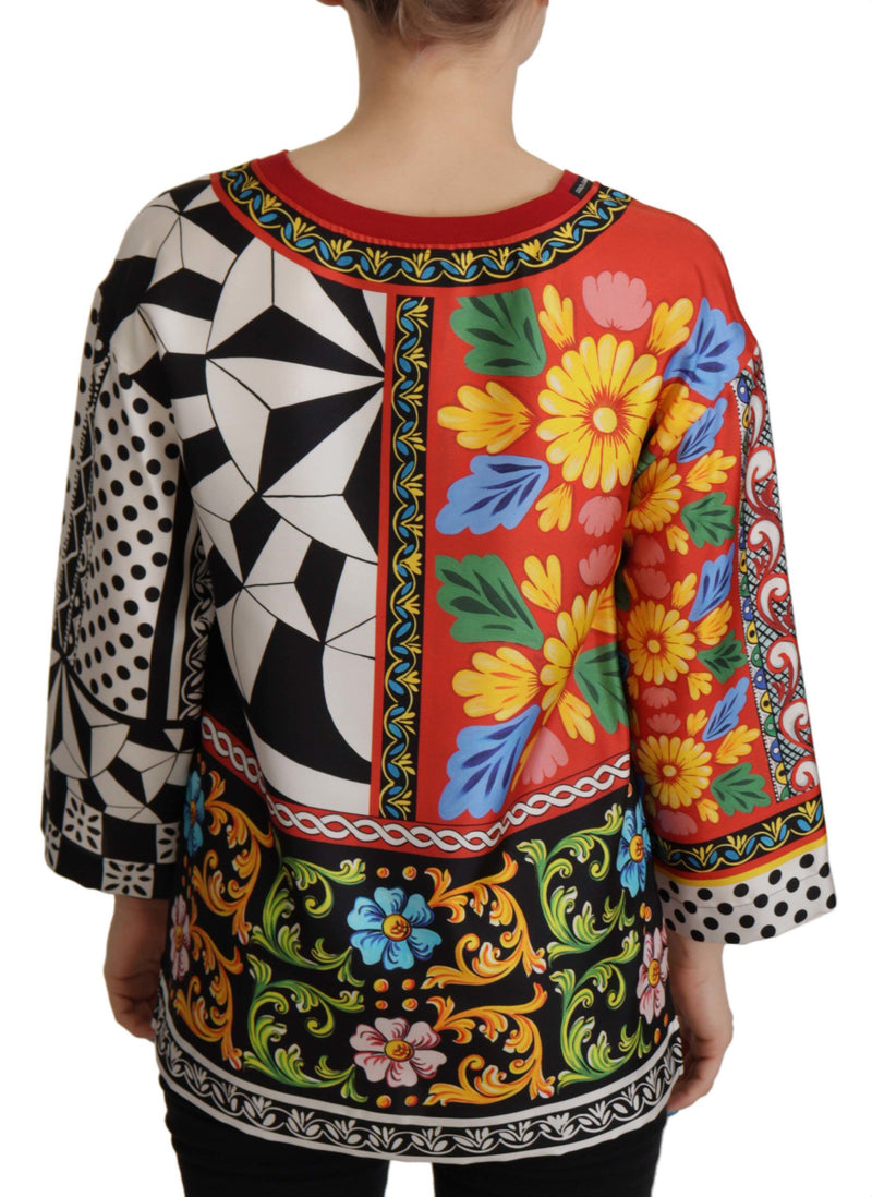 Capo ampio multicolore con stampa barocca e maniche lunghe Dolce & Gabbana