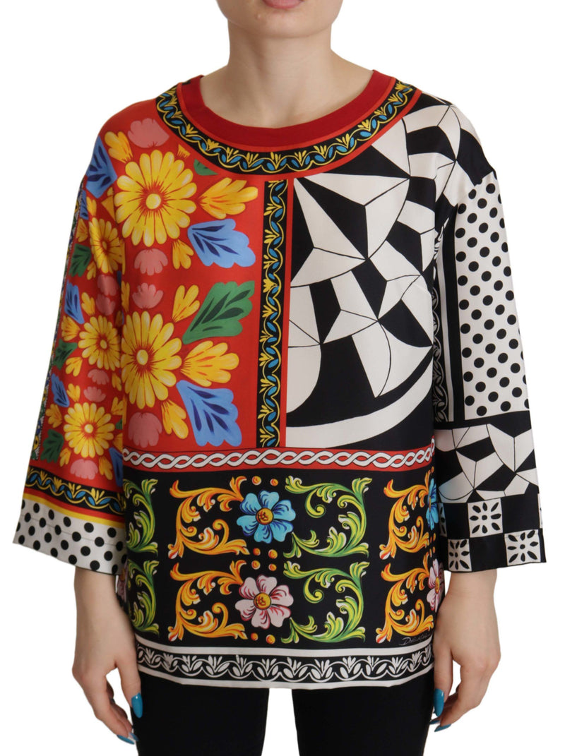 Capo ampio multicolore con stampa barocca e maniche lunghe Dolce & Gabbana