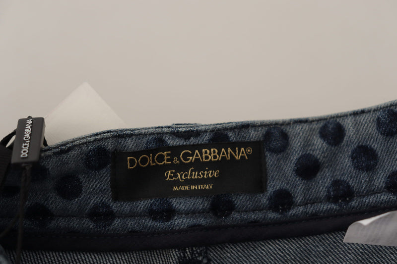 Jean skinny taille haute à fleurs bleues Dolce & Gabbana