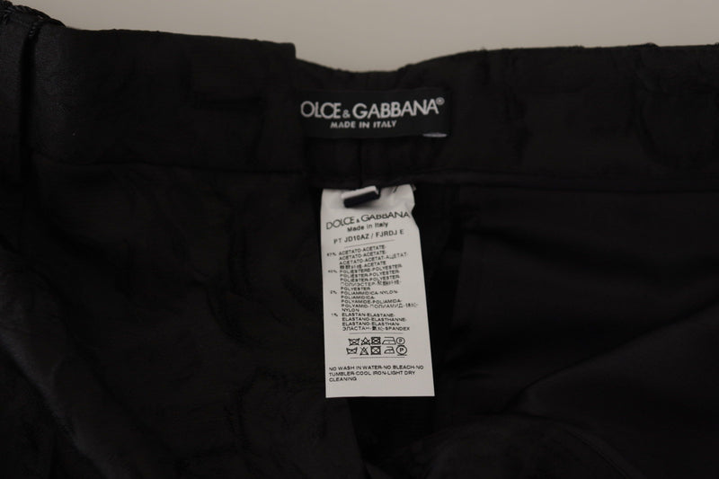 Pantalon court taille haute en brocart noir Dolce & Gabbana