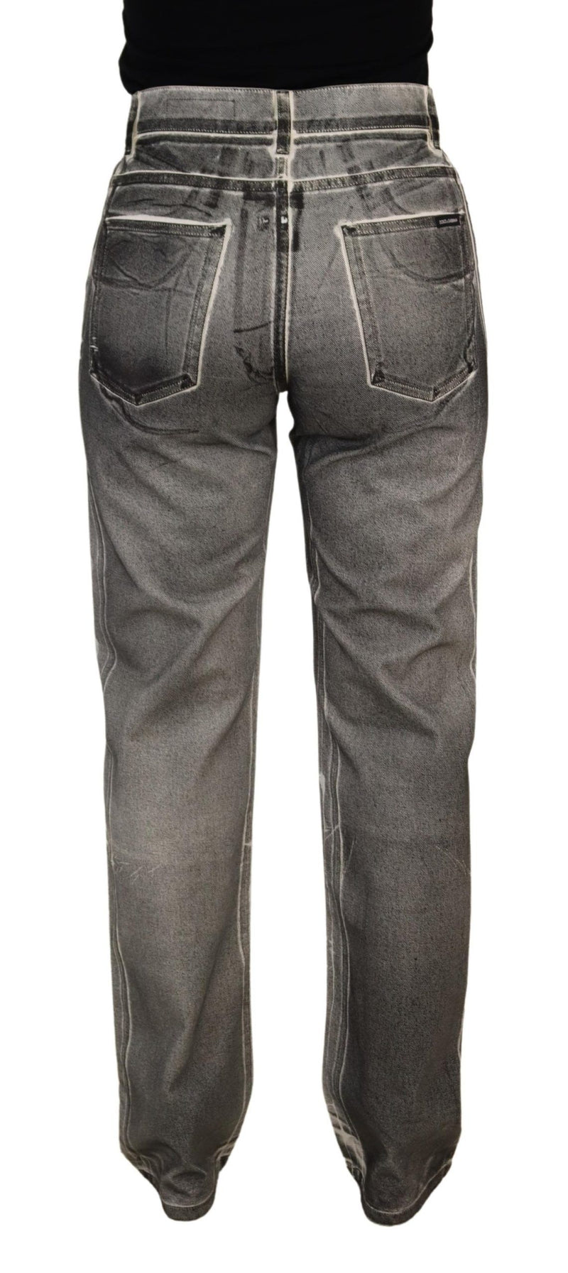 Pantaloni in denim Dolce & Gabbana grigi effetto slavato a vita alta, jeans in cotone