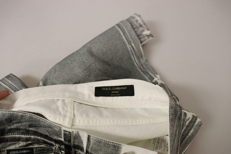 Pantaloni in denim Dolce & Gabbana grigi effetto slavato a vita alta, jeans in cotone