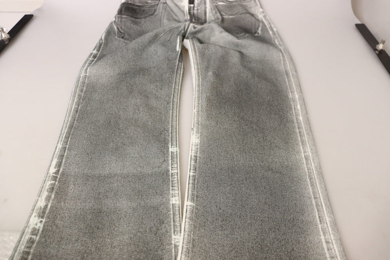Pantaloni in denim Dolce & Gabbana grigi effetto slavato a vita alta, jeans in cotone
