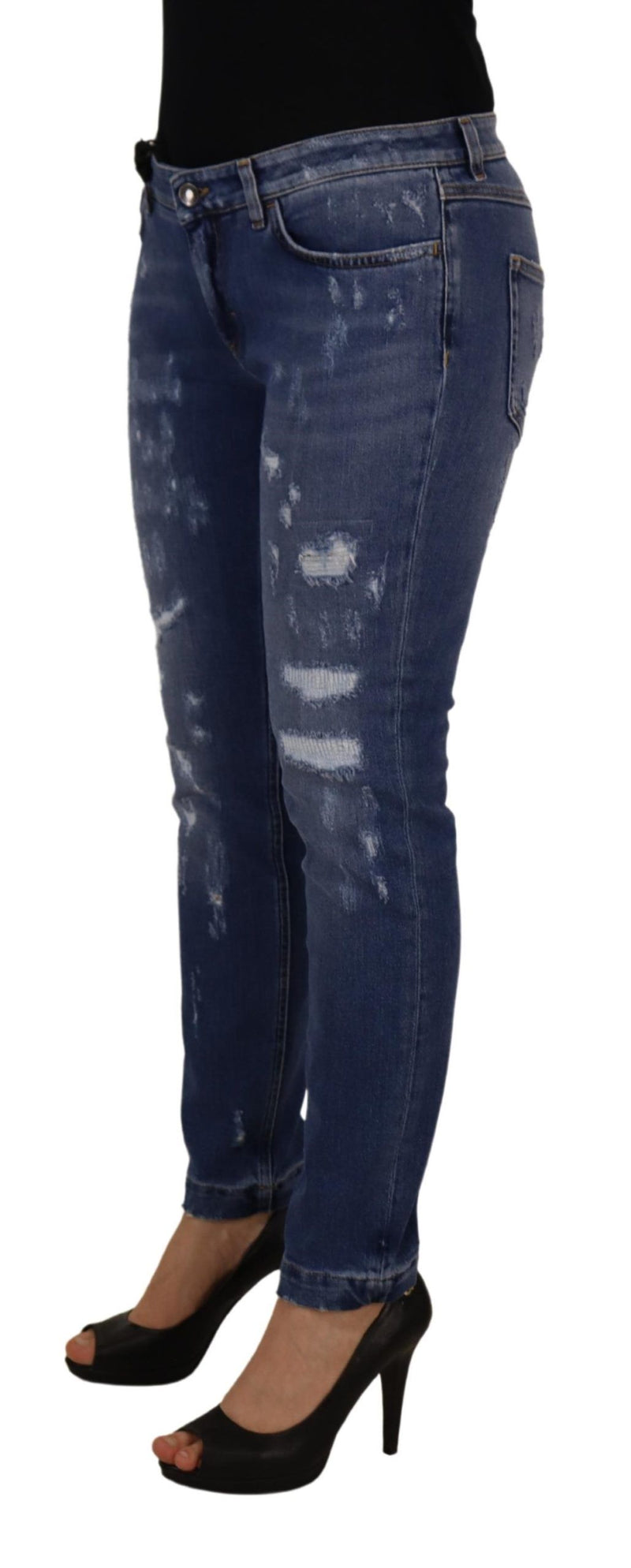 Vaqueros pitillo Dolce & Gabbana de algodón azul lavado y cintura baja
