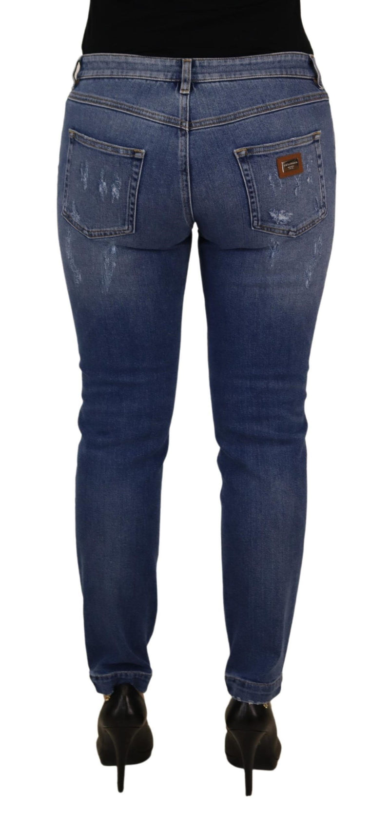 Vaqueros pitillo Dolce & Gabbana de algodón azul lavado y cintura baja