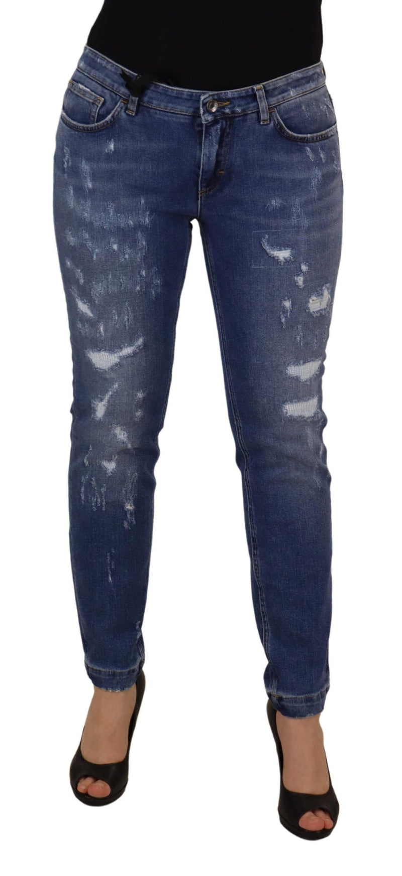 Vaqueros pitillo Dolce & Gabbana de algodón azul lavado y cintura baja