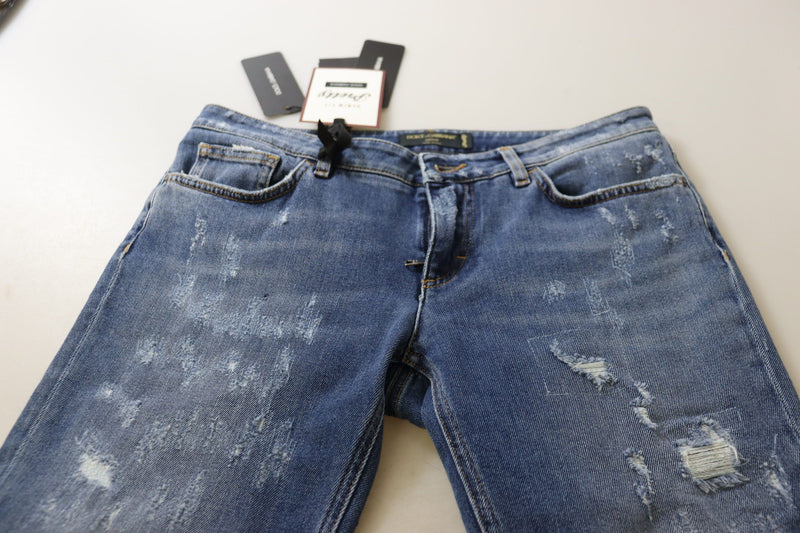 Vaqueros pitillo Dolce & Gabbana de algodón azul lavado y cintura baja