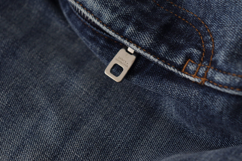 Jean en denim bleu orné de cristaux Dolce & Gabbana