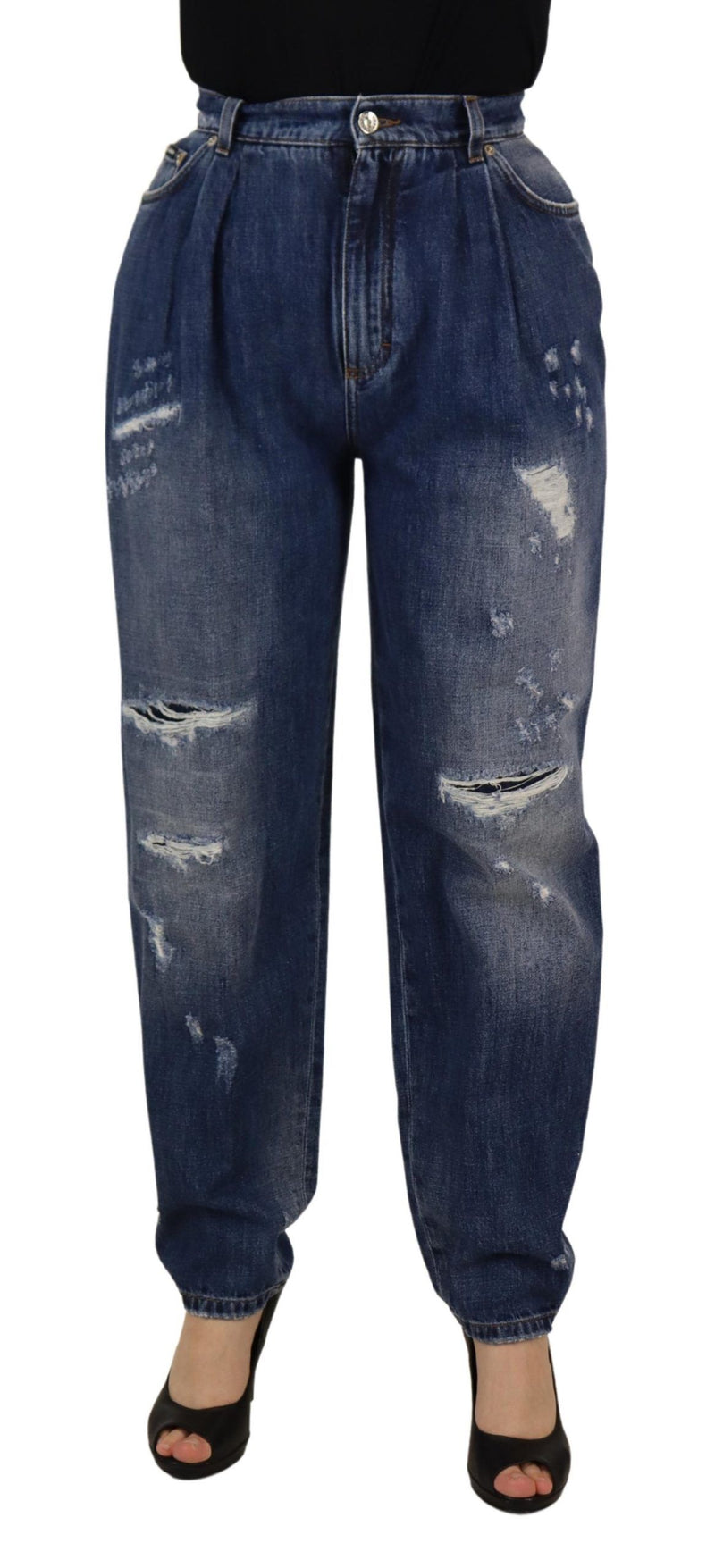 Pantalón Dolce & Gabbana azul lavado, de cintura alta y corte holgado