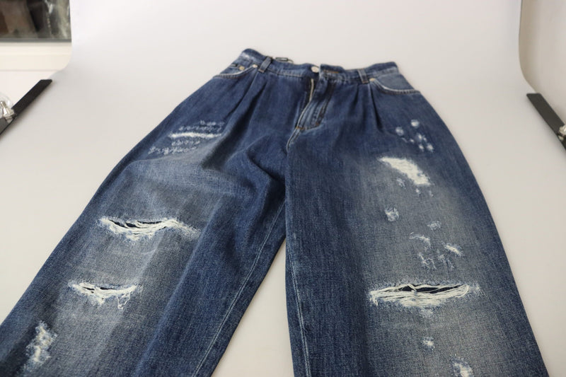 Pantalón Dolce & Gabbana azul lavado, de cintura alta y corte holgado