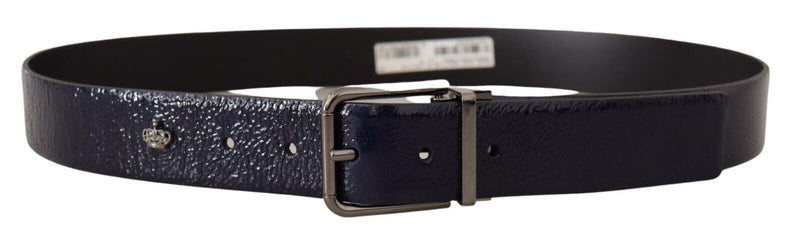 Cinto Dolce & Gabbana azul de couro envernizado Vernice com fivela prateada com logotipo