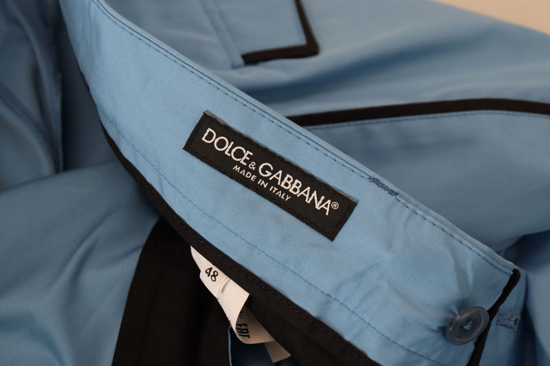 Pantalon chino en coton et soie bleus Dolce & Gabbana