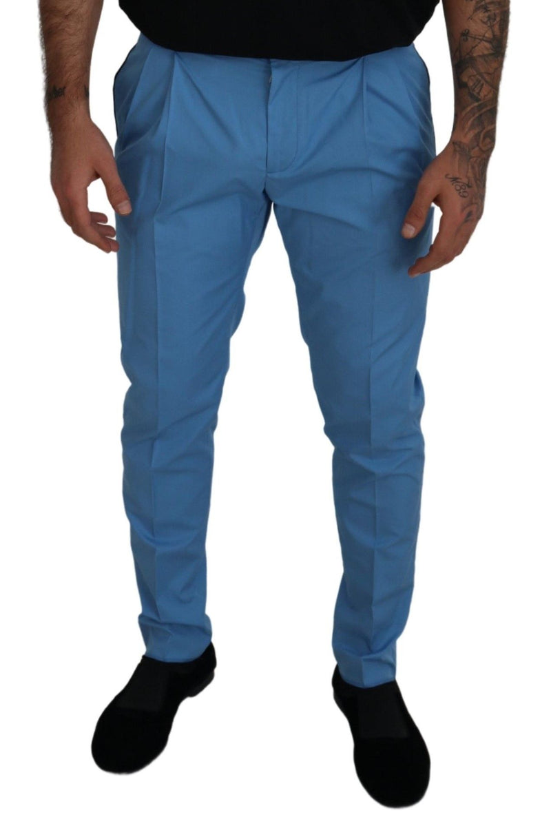 Pantalon chino en coton et soie bleus Dolce & Gabbana