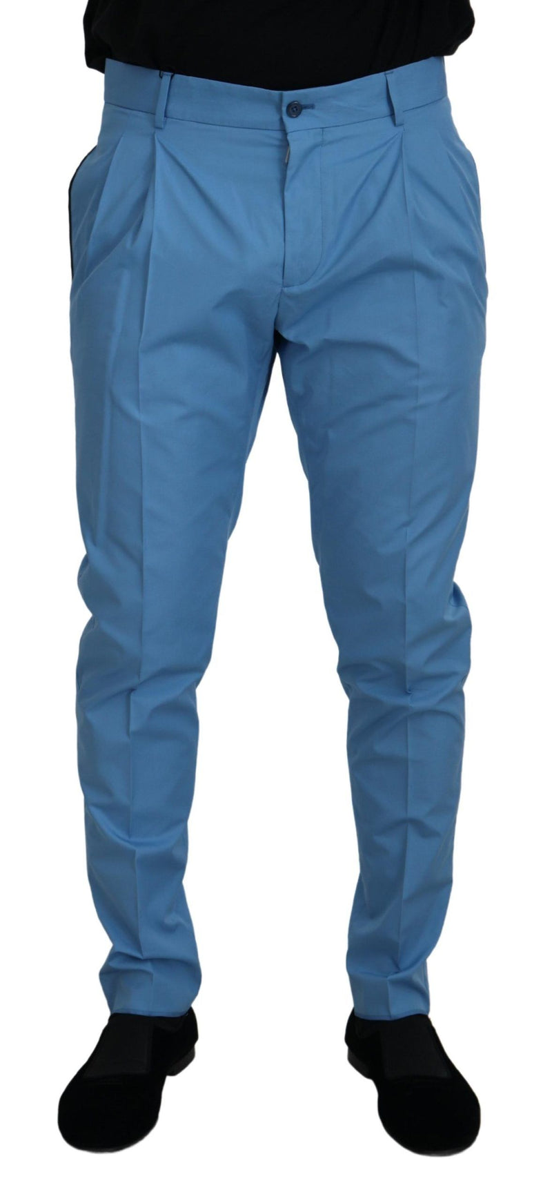 Pantalon chino en coton et soie bleus Dolce & Gabbana