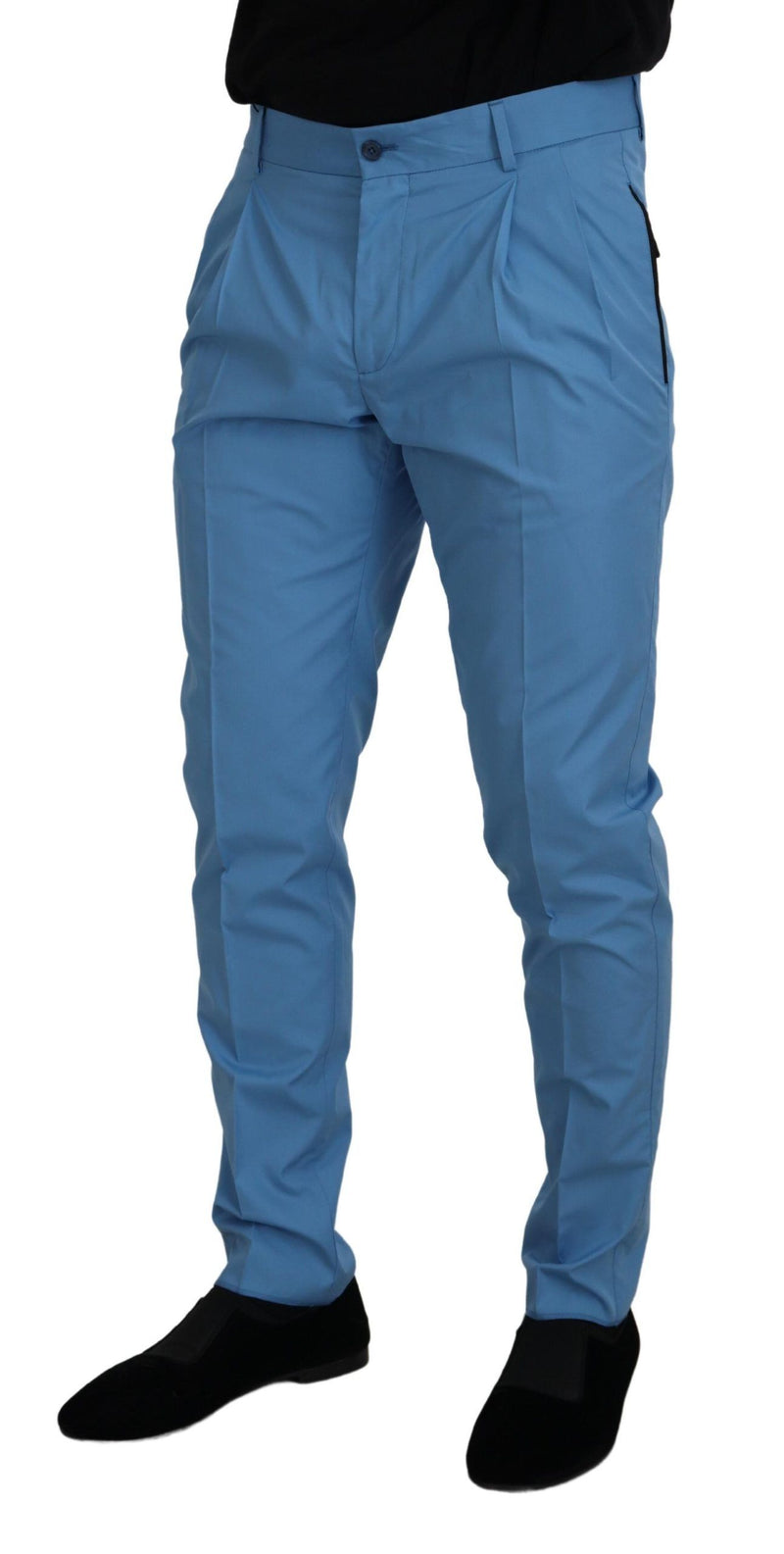 Pantalon chino en coton et soie bleus Dolce & Gabbana