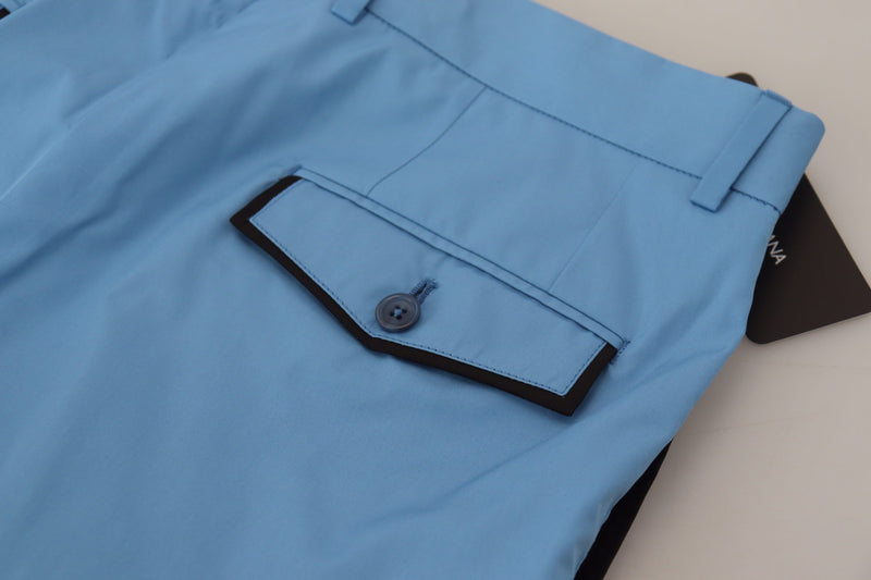 Pantalon chino en coton et soie bleus Dolce & Gabbana