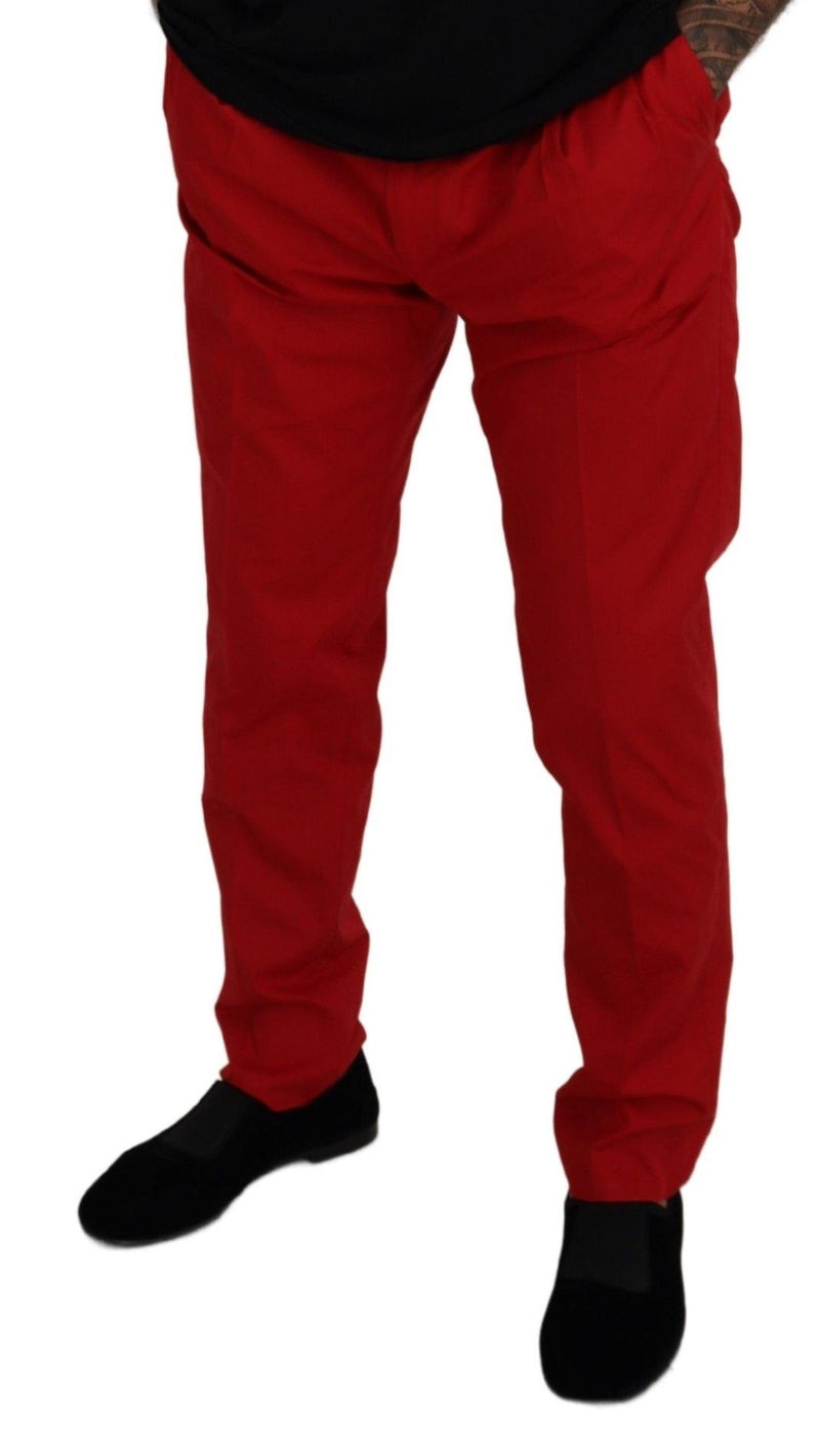 Pantaloni chino Dolce & Gabbana rossi in cotone, vestibilità slim
