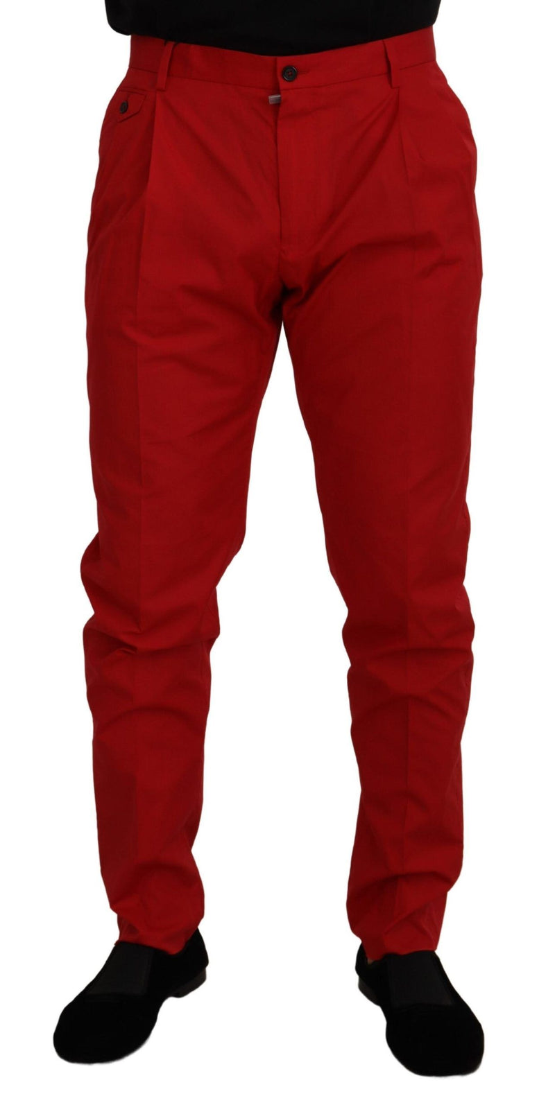 Pantaloni chino Dolce & Gabbana rossi in cotone, vestibilità slim
