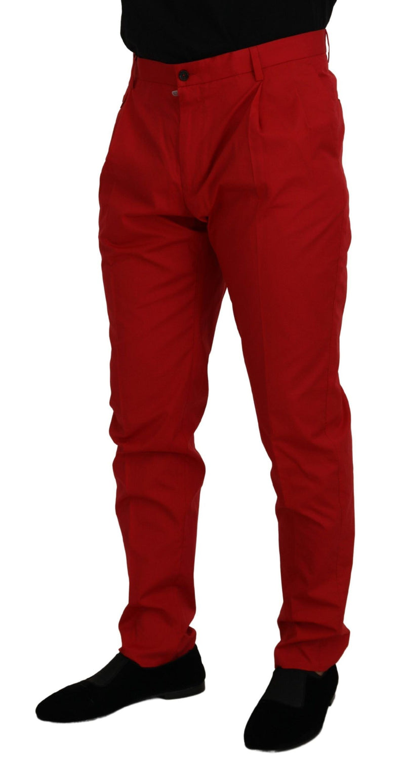 Pantaloni chino Dolce & Gabbana rossi in cotone, vestibilità slim
