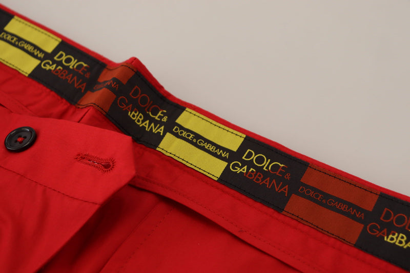 Pantaloni chino Dolce & Gabbana rossi in cotone, vestibilità slim