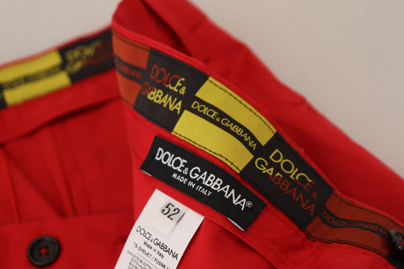 Pantaloni chino Dolce & Gabbana rossi in cotone, vestibilità slim