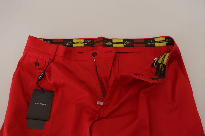 Pantaloni chino Dolce & Gabbana rossi in cotone, vestibilità slim