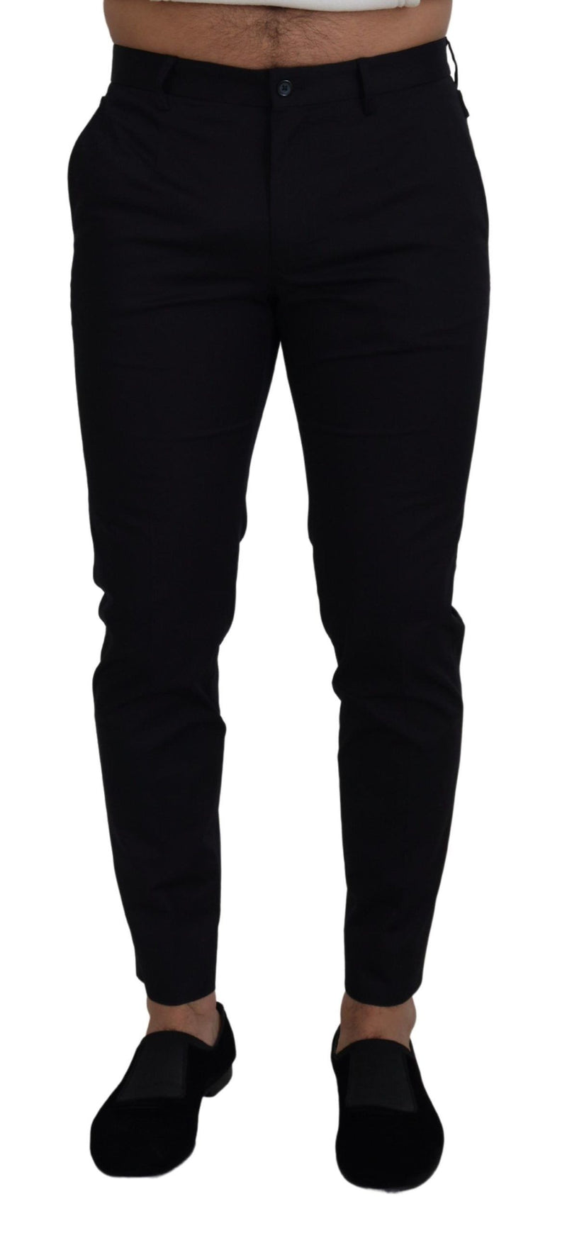 Pantaloni chino Dolce & Gabbana blu in cotone elasticizzato, vestibilità slim