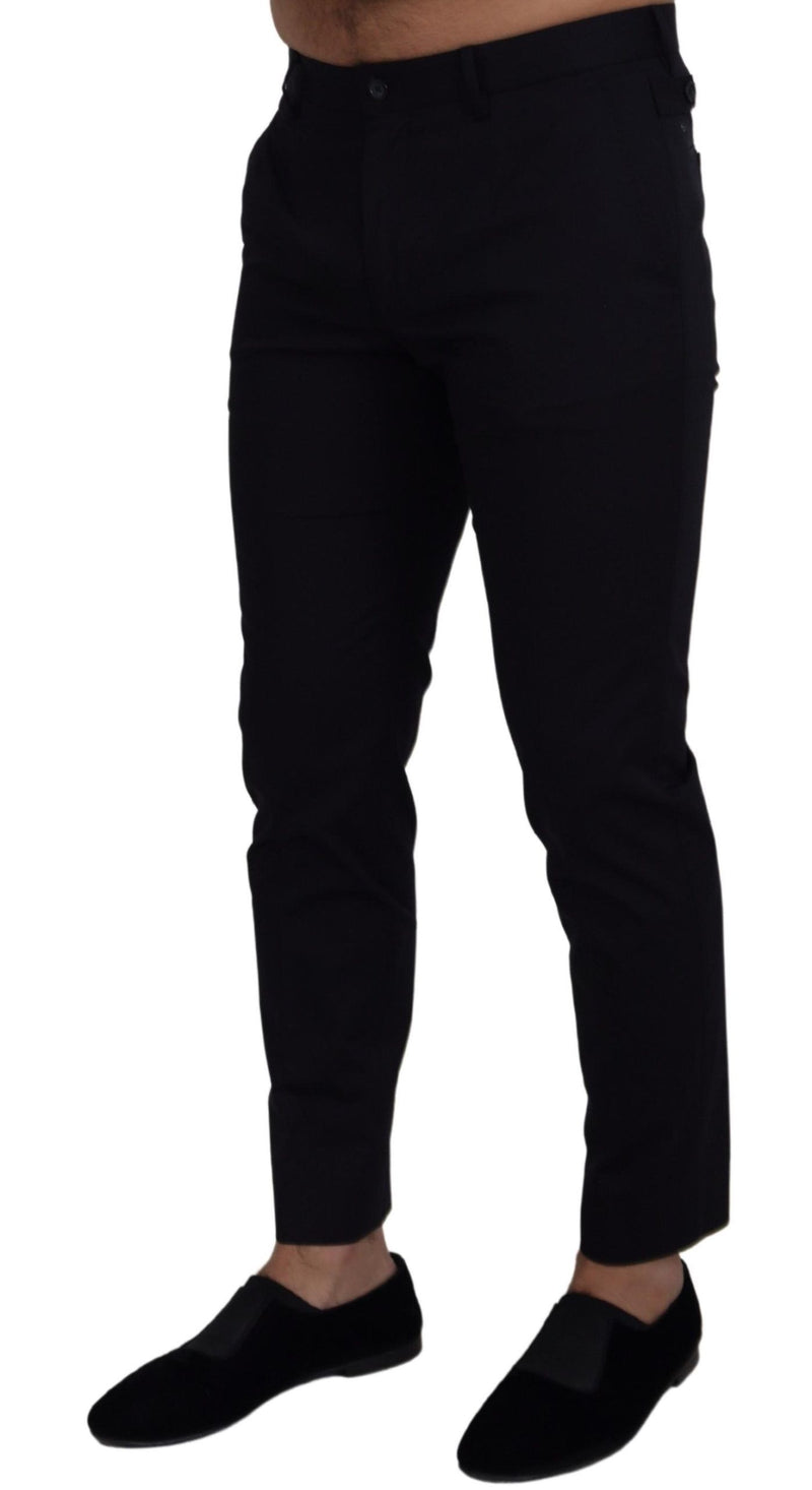 Pantaloni chino Dolce & Gabbana blu in cotone elasticizzato, vestibilità slim