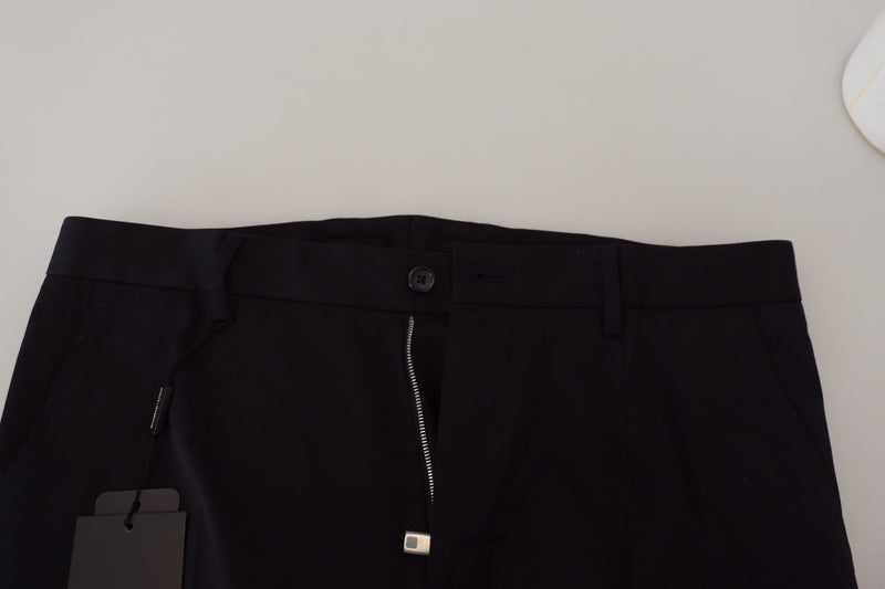 Pantaloni chino Dolce & Gabbana blu in cotone elasticizzato, vestibilità slim