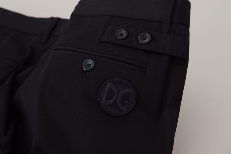Pantaloni chino Dolce & Gabbana blu in cotone elasticizzato, vestibilità slim