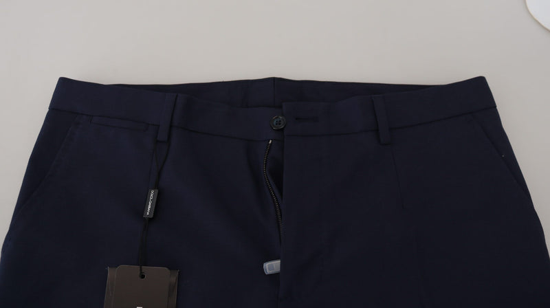 Pantaloni chino Dolce & Gabbana blu in lino e cotone, vestibilità slim