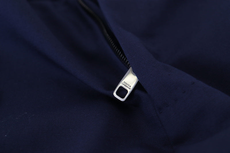 Pantaloni chino Dolce & Gabbana blu in lino e cotone, vestibilità slim