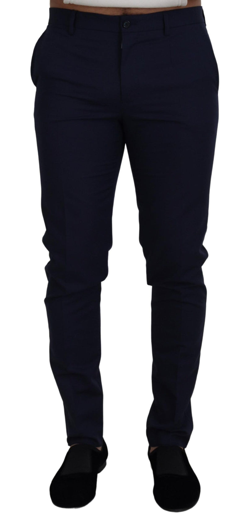 Pantaloni chino Dolce & Gabbana blu in lino e cotone, vestibilità slim
